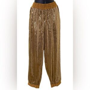 Shavonne Dorsey Gold Sequins Jogger Pants Size Large NWT